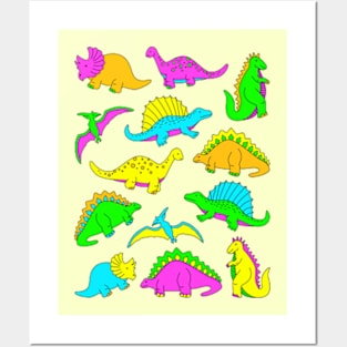 Neon Dinosaurs Posters and Art